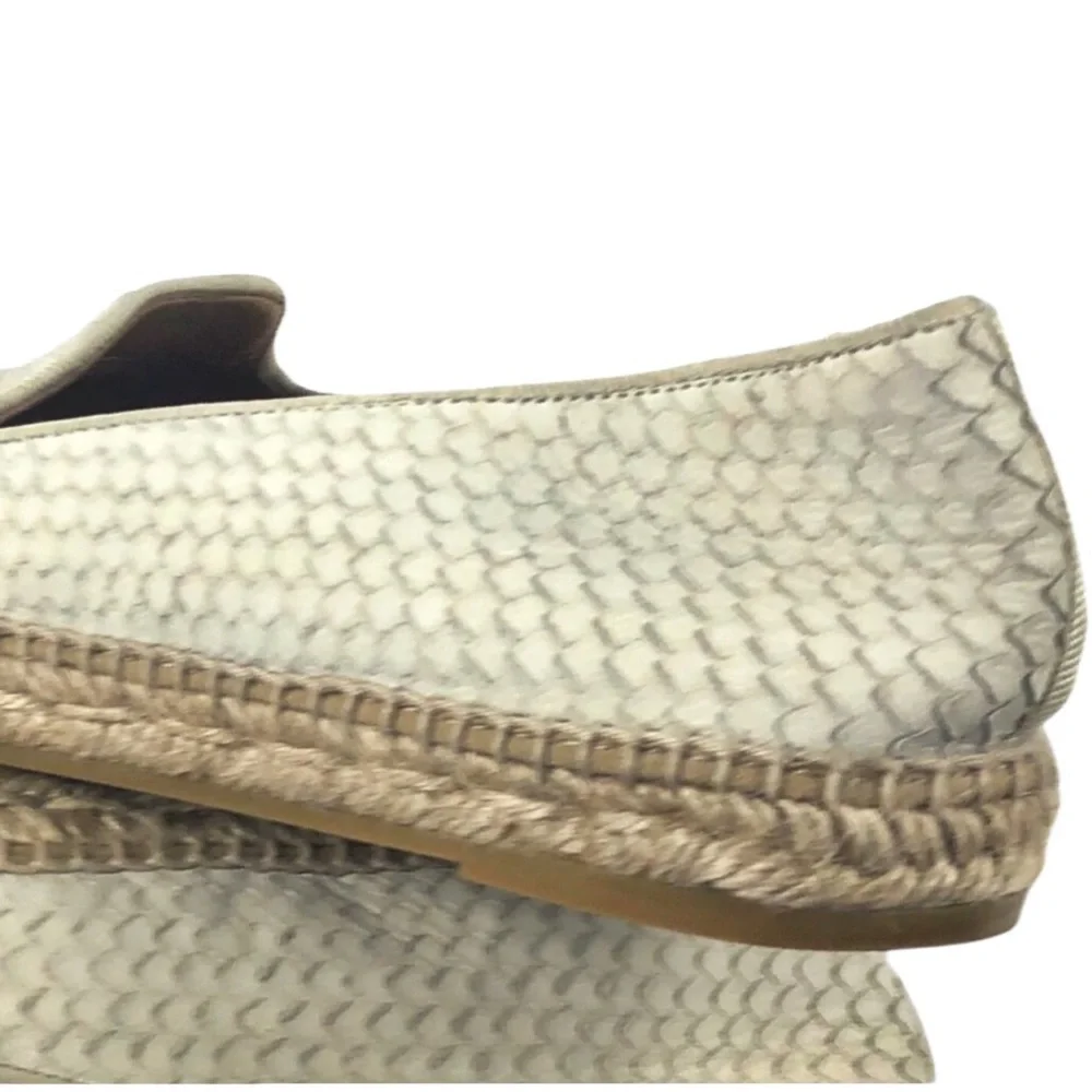 Kanna Dora Leather Snake Embossed Espadrilles Sz 6